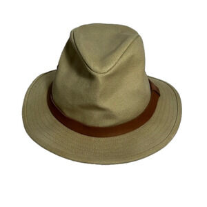 REI hat, tan with leather head band, size small, 21” head circumference